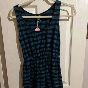 Blue & Black Striped Sleeveless Midi Dress – Size Small Size S  Forever 21